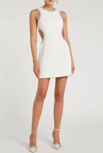 Rebecca Vallance Grace Cut Out Mini Dress Ivory Size 8