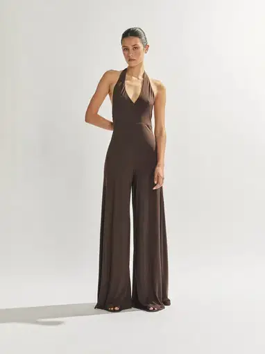 One Mile the Label Sammy Cropped Jumpsuit Cocoa Brown Size 8