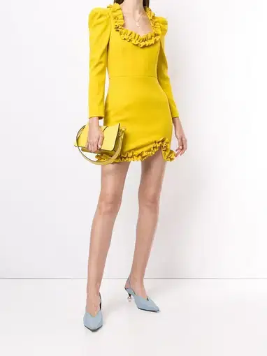 Rebecca Vallance Baci Long Sleeve Mini Dress in Sulphur Yellow

Size 12