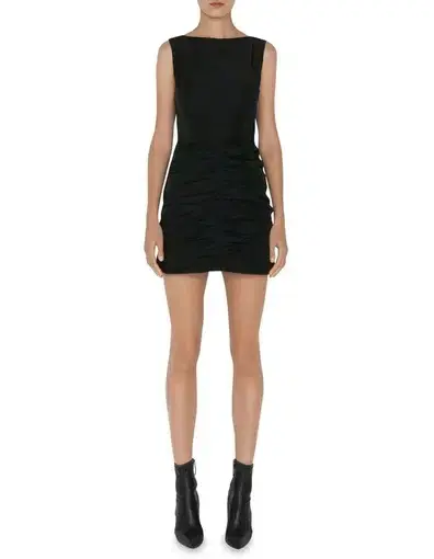 Cue Tech Ruched Mini Dress Black Size 8
