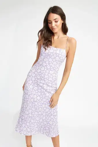 Kookai Fleur Slip Midi Dress Lilac/Floral Size 8