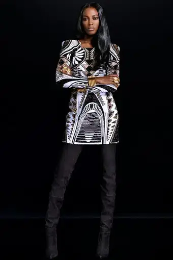 Balmain x H&M Embellished Long Sleeve Mini Dress Beaded Size 10