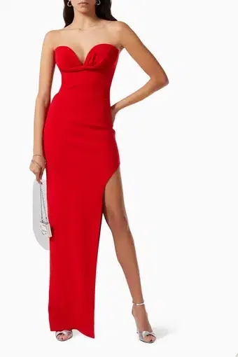 Monot Strapless Side-Slit Crepe Gown Red Size 6