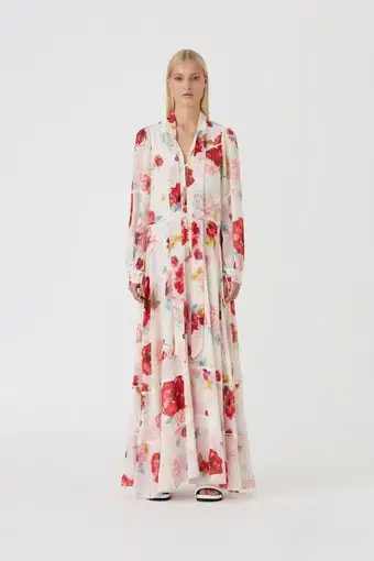 Camilla And Marc Leroux Long Sleeve Maxi Dress Amalfi Floral Size 6