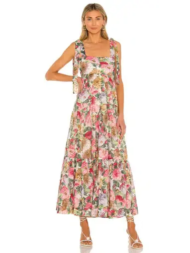 Zimmermann Mae Tai Shoulder Dress Rose Floral Size 0P / AU 6