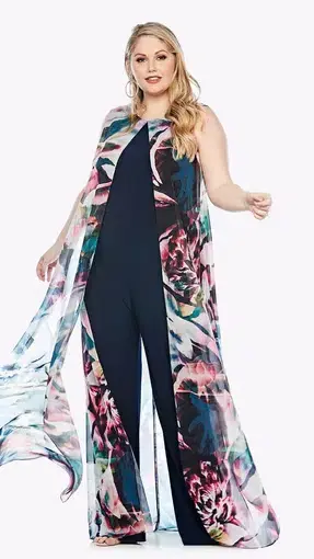 Layla Jones Wide Leg Jumpsuit With Floral Overlay Size 18