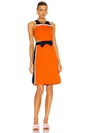 Miu Miu Intarsia Technical Jersey Dress Orange Black Size Italian 40 / AU 8