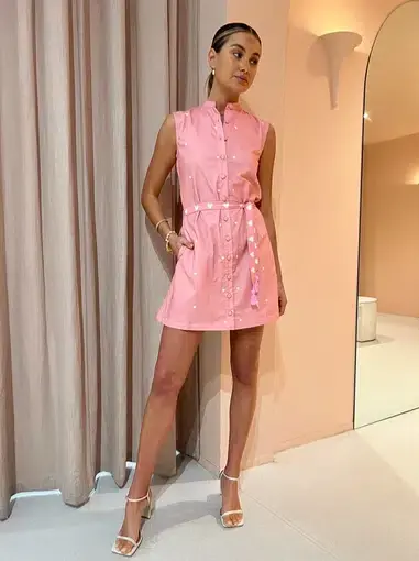 Ambra Maddalena Piper Mini Dress in Pink Hearts Size 10