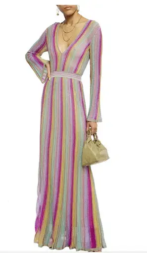 Missoni Metallic Striped Crochet Knit Maxi Dress Size IT 38/ Au 6