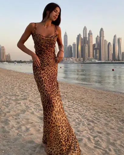 Rat & Boa Valentina Dress Leopard Print Size 8