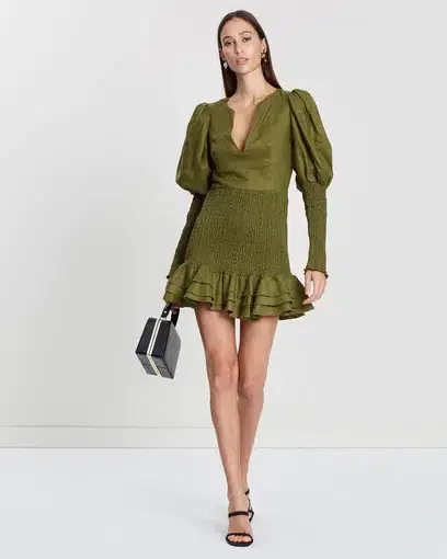 Joslin Studio Morgan Linen Mini Dress Camo Size 10