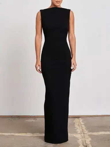 Effie Kats Verona Backless Gown Black Size M / Au 10