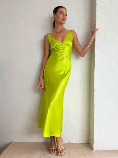 Ginia Sonia Maxi Dress in Electric Lime Size M / Au 10