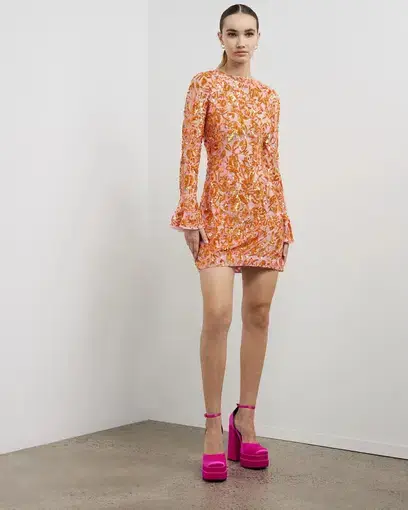Rachel Gilbert Lupita Mini Dress Pink/Orange Size 1 / AU 8