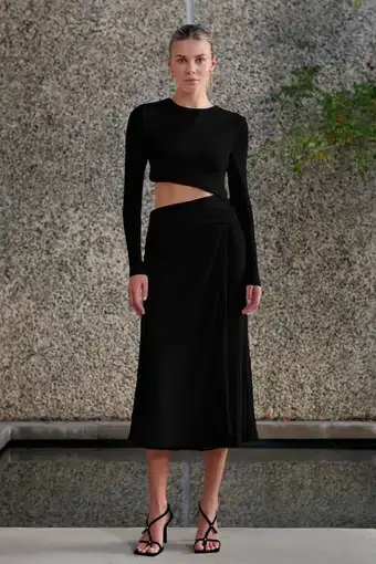 Misha Arma Slinky Jersey Midi Dress Black Size 8 / S