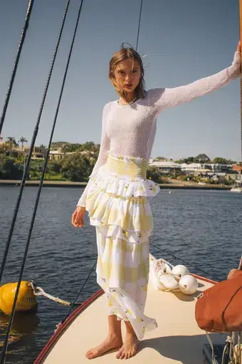 Ambra Maddalena Guinevera Dress Lemonata/White Size 10