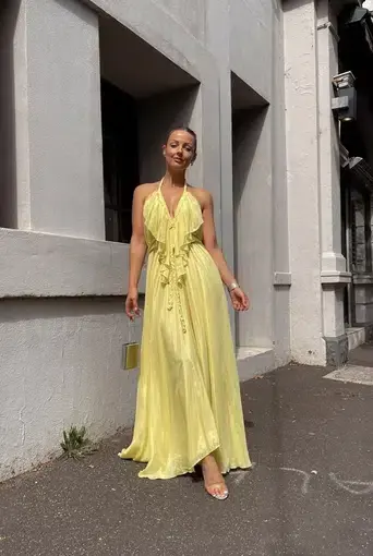 Lisa Brown Poppy Dress Yellow Size 10