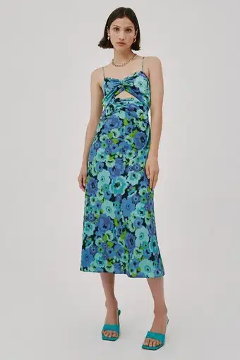 C/MEO Collective Contempo Sleeveless Midi Dress Ink Blurred Floral Size XS / Au 6