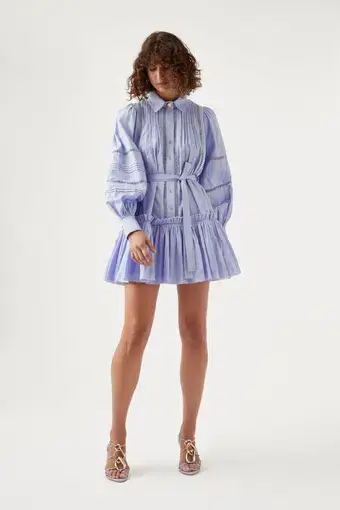Aje Elodie Ladder Trim Mini Dress Cool Lavender Size 6