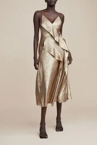 Acler Queensbridge Maxi Dress Gold Size 12