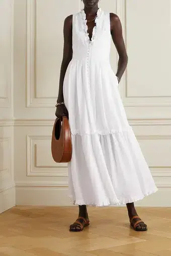 Joslin Juliet Rami Maxi Dress in White Size 8