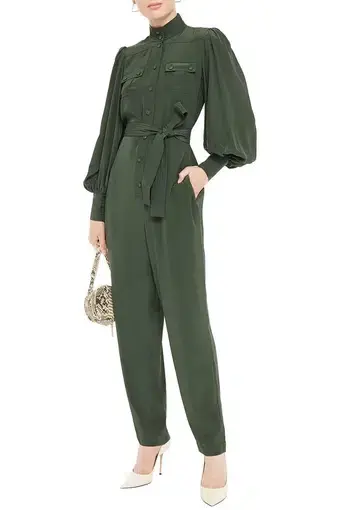 Zimmermann Espionage Belted Silk Jumpsuit Green Size 1 / Au 10 