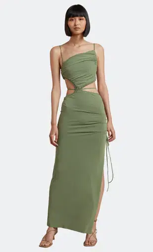 Bec & Bridge Dilkon Maxi Dress Olive Green Size 8 / S