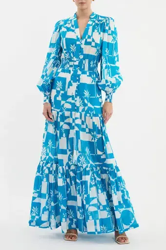 Rebecca Vallance Organic Cotton Ibiza Maxi Dress Print Size 16