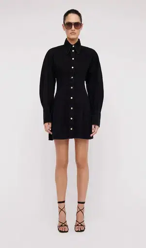 Scanlan Theodore Black Denim Cocoon Sleeve Mini Dress Size 6