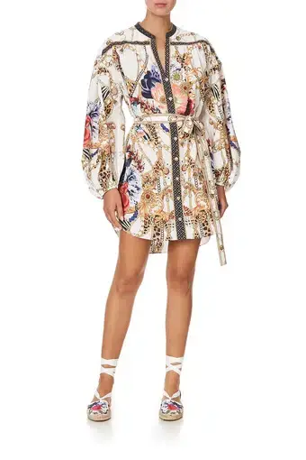 Camila Blouson Sleeve Shirt Dress Reign Supreme Print Size S/AU 6