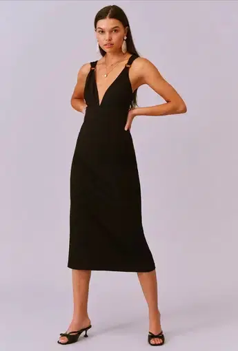 Finders Keepers Effy Midi Dress Black Size XXS / AU 4