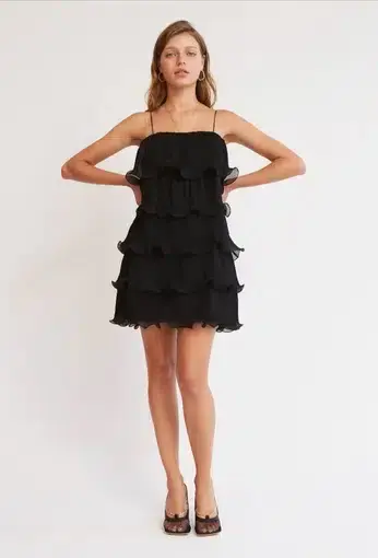 Finders Keepers Ruffled Tiered Mini Dress Black Size XS /Au 6