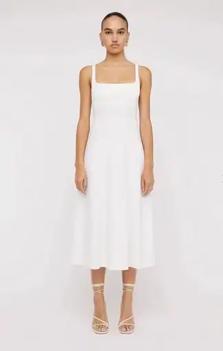 Scanlan Theodore Crepe Knit Square Neck Dress White Size M / Au 10