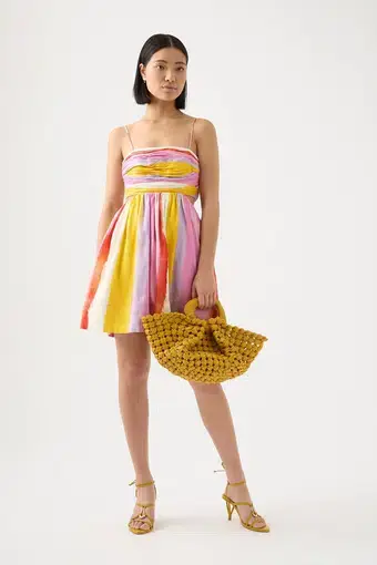 Aje Liza Ruched Baby Doll Dress in Aurora Stripe Multi

Size 8 / S