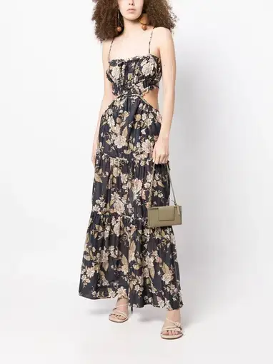 Bec & Bridge Alexandra Tie Maxi Dress in Opaline Floral Size 10