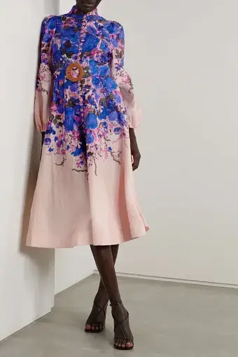 The High Tide Buttoned Midi Dress in Purple Ikat Floral from the Zimmermann Resort 2023 Collection, High Tide.

Size 1 / Au 10