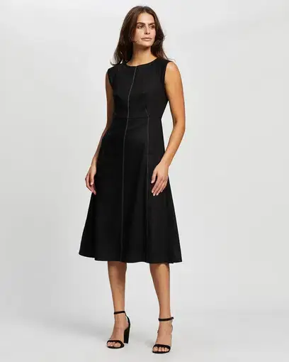 Marcs Eva Linen Midi Dress Black Size 8