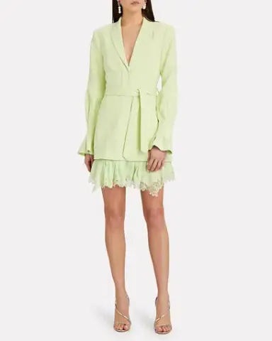 Jonathan Simkhai Victoria Lace Trimmed Blazer Dress Green Size 12