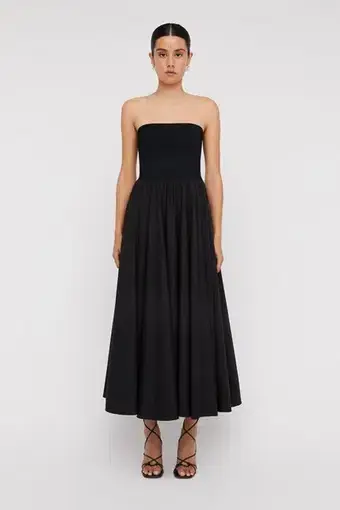 Scanlan Theodore Crepe Cotton Strapless Dress Black Size 8