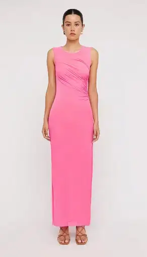 Scanlan Theodore Italian Mesh Gathered Dress Pink Size 6 / XS