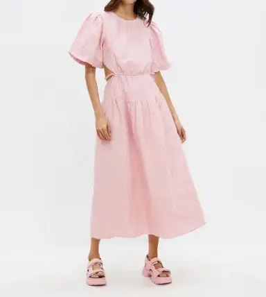 Aere Cut Out Linen Maxi Dress in Pink Pearl

Size 6