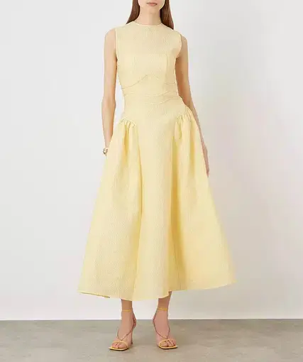 Rachel Gilbert Sophia Midi Dress Yellow Size 8 / S