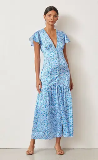 Bec & Bridge Alizee Midi Dress Blue Floral Size 8 / S