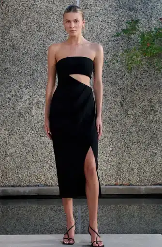 Misha Medora Bonded Crepe Midi Dress Black Size 10 / M