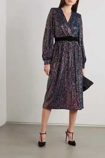 Rebecca Vallance Roxbury Midi Dress Sequin Purple Size 6