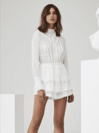 SIR The Label Lucille Embroidered Mini White Jumpsuit