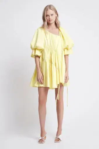 Aje Hushed Asymmetric Mini Dress Yellow Size 8
