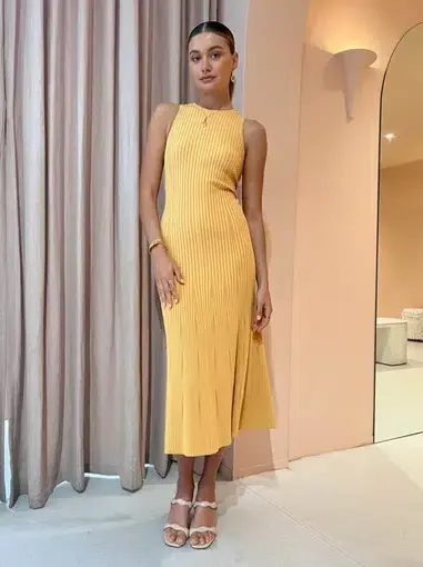 Clea Alina Rib Knit Dress in Mango Size S/ AU 8