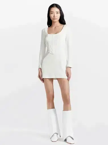 Dion Lee Rib Corset Mini Dress White Size 4