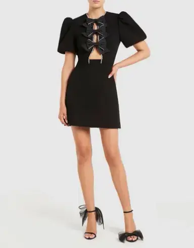Rebecca Vallance Katie Bow Mini Dress Black Size 8